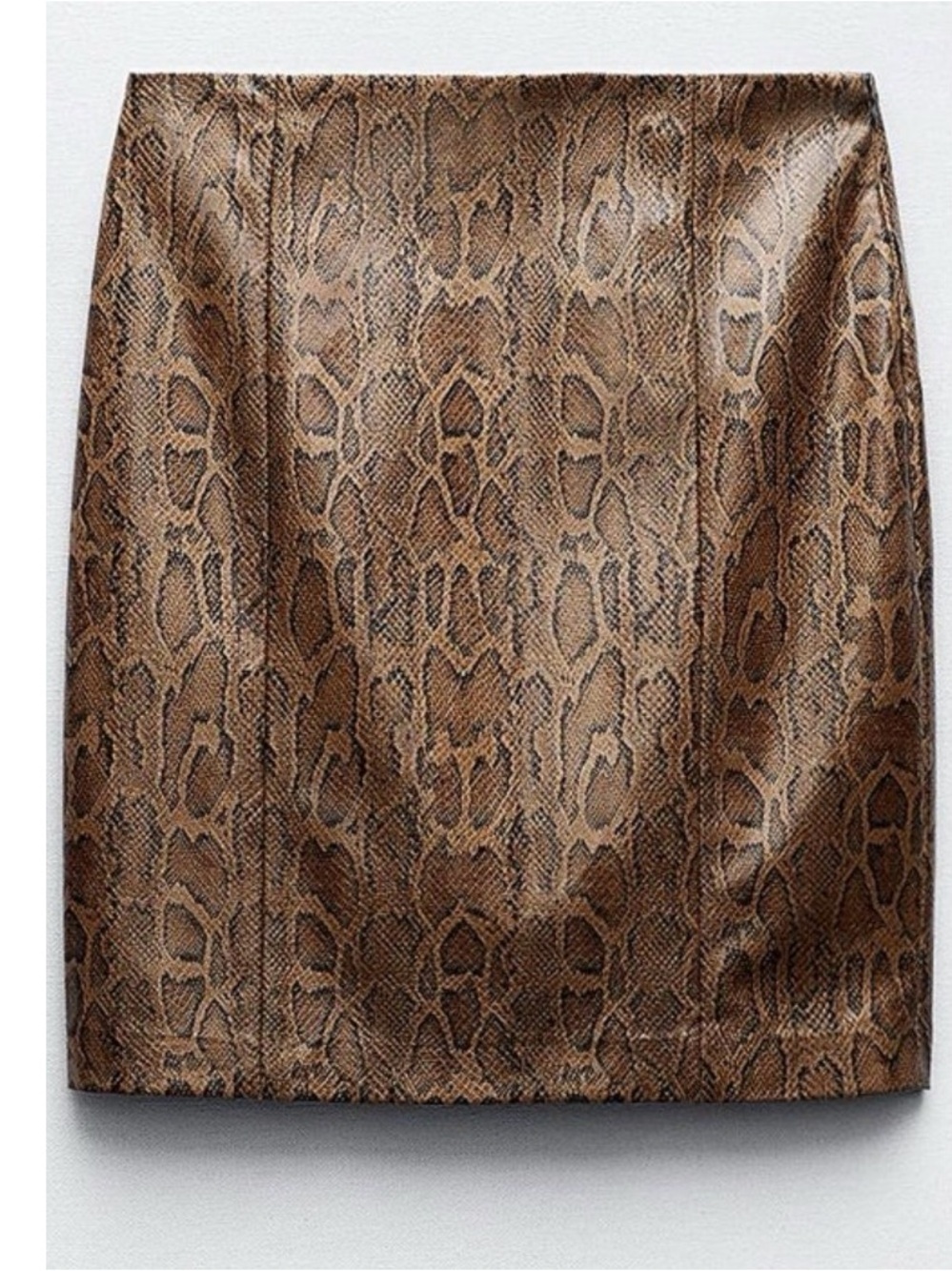 Zara Snake-Print Faux Leather Pencil Skirt